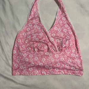 Pink Floral Halter Top
